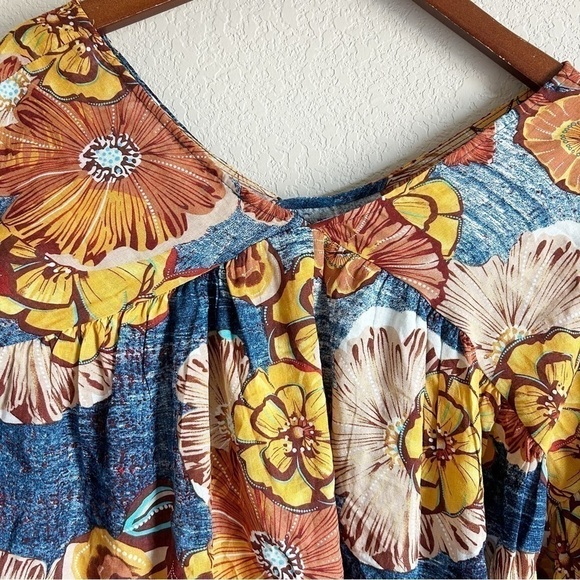 Bucketlist Floral Babydoll Flowy Blouse Boho Size L - Picture 4 of 9